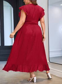 SHEIN Privé Plus Size Solid Color Cap Sleeve Dress For Women