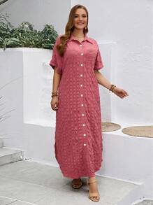 EMERY ROSE Kích thước lớn Của phụ nữ trái cam Ngắn tay Boho Dài Váy sơ mi Cho mùa xuân - trái cam - Xem 5