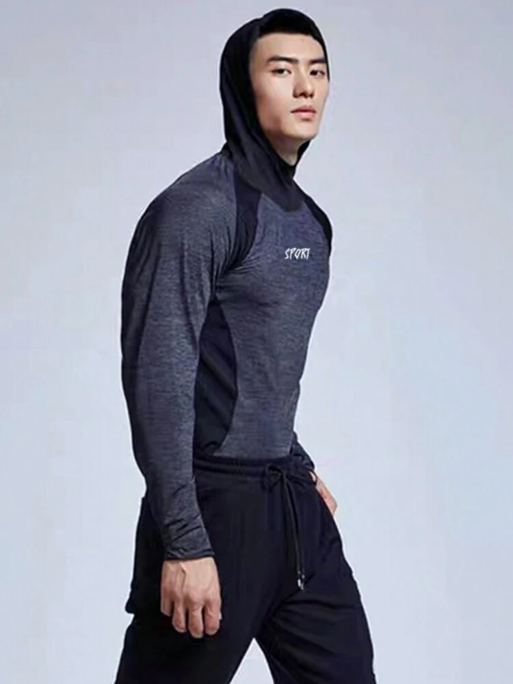 Men's Letter Graphic Color Blocking Raglan Sleeve Sports Sweatshirt Men Sweatshirt