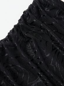 SHEIN Sweetro 女士提花褶皺無肩帶裙 - 黑色 - 查看 6