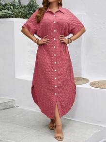 EMERY ROSE Kích thước lớn Của phụ nữ trái cam Ngắn tay Boho Dài Váy sơ mi Cho mùa xuân - trái cam - Xem 4