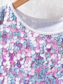 SHEIN Explorewe Tween Girls' Sequin Tank Dress - Multicolor - View 3