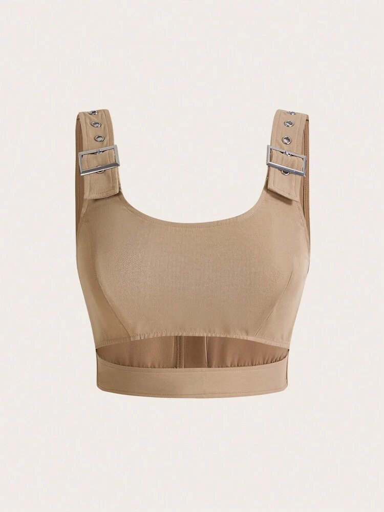 Solid Color Hollow Out Tank Top