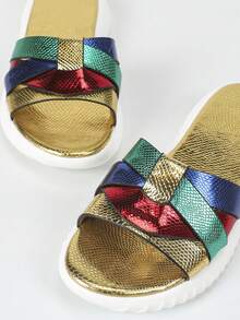 2323女式高跟平底涼鞋,配有金屬帶 - 金色 - 查看 7