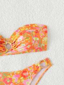 Swim Mod Summer Beach Floral Print Bikini Set Carnival - Multicolor - View 5