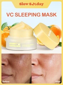 SlowSunday Vitamin C Sleeping Mask, Jelly Mask, Refreshing, Non-Sticky Texture, With VC Derivative & 3% Niacinamide & Hyaluronic Acid, Antioxidant, Improves Dullness, Brightens The Complexion, Perfect For Makeup Primer, For Fall & Winter, Smooth Fine Line, Pore Minimizing, Smooth & Blur Primer, Suitable As A Makeup Base For Smoother Application, For Christmas & Halloweens, Party & Gifts