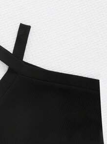 SHEIN 少女花卉印花交叉肩帶背心和喇叭褲假日2件套裝