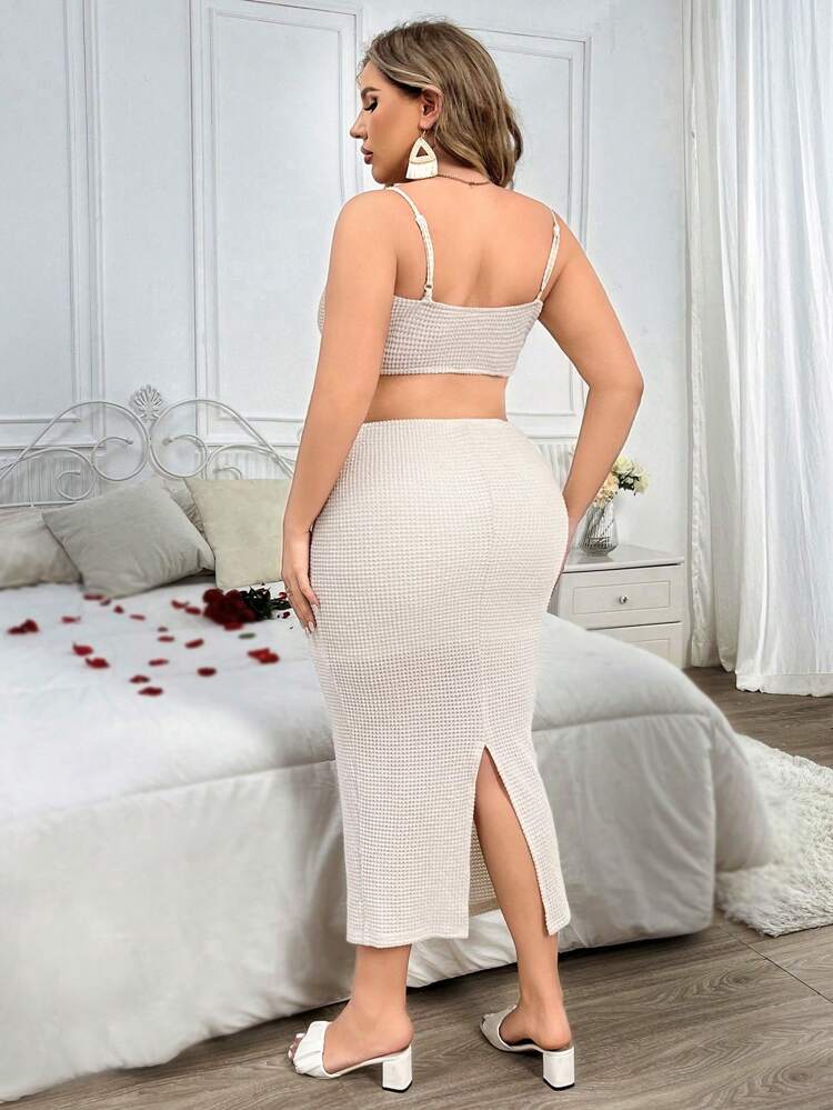 Plus Size Women's Bodycon Texture Cut Out Waist Cami Dress