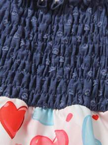 Baby Girl Casual Color Block Heart Print Long Sleeve Bodysuit