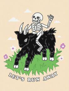 Catsneeze 女士頭骨和字母印花帶束口帽子短款連帽衛衣 - 杏色 - 查看 2