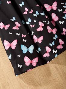 Sparklyn Tween Girls' Butterfly Printed Ruffled Skirt,  And Elegant Design - Black - View 5