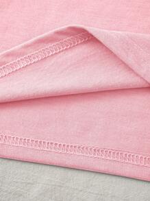 SHEIN 玫瑰与字母印花 T 恤 图案 T 恤 女式上衣 - 淺粉色 - 查看 6