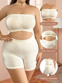 男士大尺碼純色無痕內衣套裝 - 米色 - 查看 4