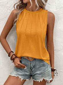 SHEIN Clasi Solid Color Loose Fit Round Neck Sleeveless Tank Top For Summer For Casual Wear
