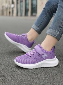 Spring Breathable Lightweight Girls' Casual Outdoor Running Shoes, Butterfly Pattern Sports Shoes - Purple - View 5