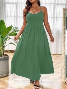 SHEIN LUNE Locker Sitzendes, Ärmelloses Kleid, Einfarbign Und Verstellbare Trägerriemen In Übergröße