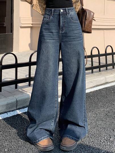 DAZY Wide Leg Denim Jeans (Washed),Baggy Jeans