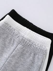 3入組寶寶男童休閒純色彈性腰運動長褲,適用於春秋季節 - 彩色 - 查看 3