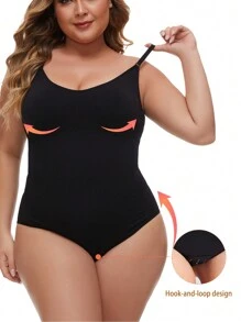 Kích thước lớn Của phụ nữ Liền mạch Áo liền quần dây treo Áo Shapewear - màu đen - Xem 5