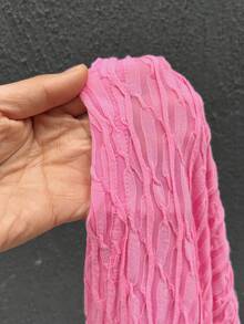 SHEIN PETITE Women's Solid Color Strapless Textured Summer Romper - Hot Pink - View 8