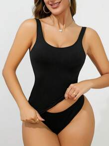 Ensemble De Cincher Serre-taille Amincissant Le Corps En Tricot Noir Pour Femme - Noir - Voir 1