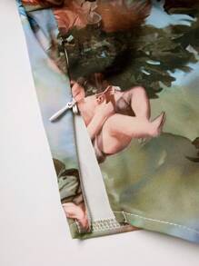 SHEIN Unity Women's Angel Print Off Shoulder Blouse - Multicolor - View 3