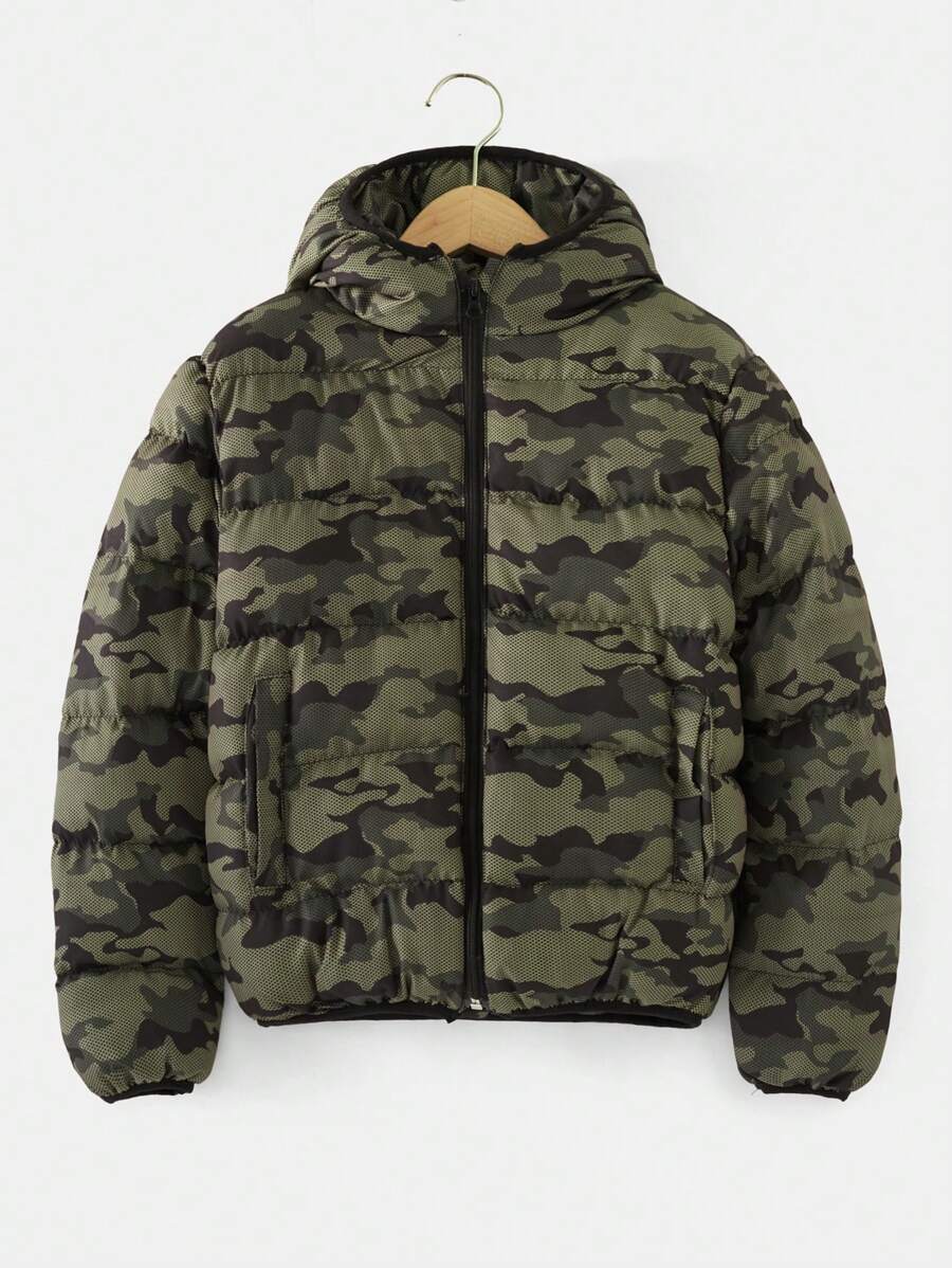RueChic Tween Boys' Camouflage Hooded Coat - Multicolor - View 1