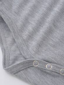 Baby Girls' Short Sleeve Bodysuit With Slogan Print - Grey - View 3