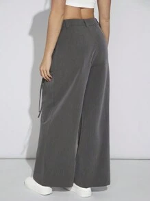 SHEIN EZwear Pantalon Tissé À Patchs Plissés