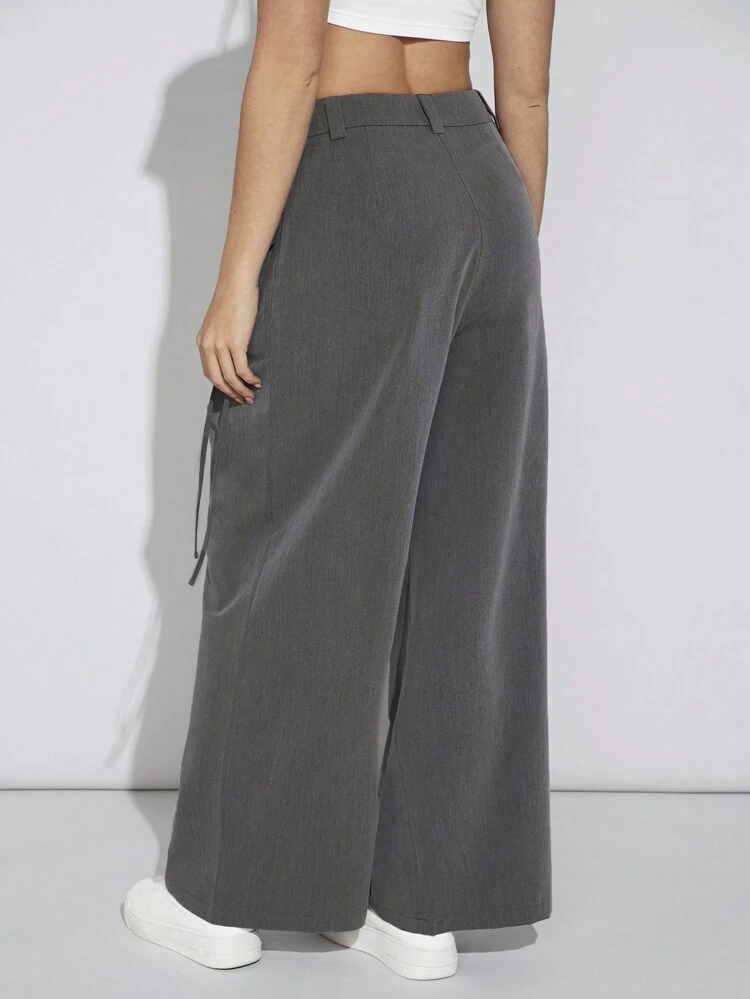 Pleated Patch Detail Woven Trousers