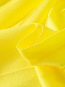 Young Girl Cap Sleeves Two-Tone Pleated Hem Dress - Yellow - View 7