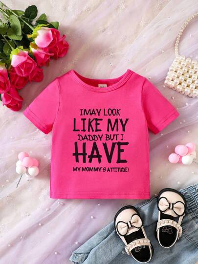 Baby Girl T-Shirt With Slogan Print
