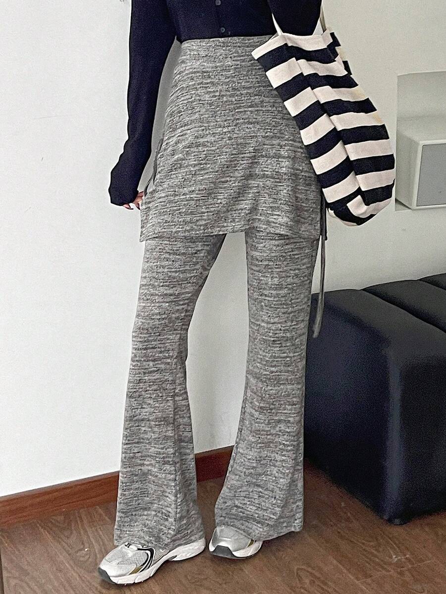 DAZY 女性拼接裙式束邊運動褲 - 灰色 - 查看 1