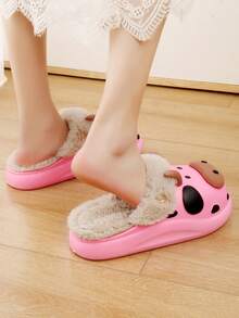 女款可愛卡通eva拖鞋防水易清潔防滑耐磨踩舒適柔軟家居室內厚底保暖鞋 - 西瓜粉 - 查看 4