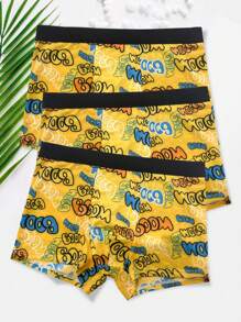 Men'S Letter Print Boxer Briefs (3pcs/Pack) - Multicolor - View 1