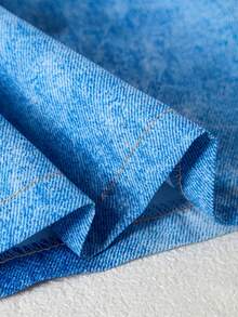 SHEIN Tween Girl's Butterfly Printed Denim Skirt, Summer Casual Style - Blue - View 4