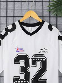 SHEIN 少年男孩休閒運動字母數字印花t恤 - 白色 - 查看 5