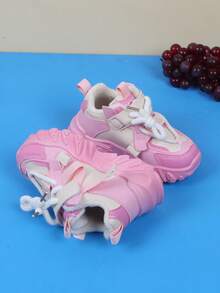 1雙兒童運動鞋，內裏有毛絨絨，適用於秋冬季節 - 粉色 - 查看 6