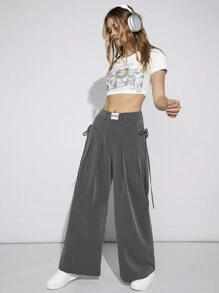 SHEIN EZwear Pantalon Tissé À Patchs Plissés