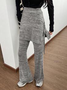 DAZY 女性拼接裙式束邊運動褲 - 灰色 - 查看 6