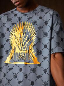 Game of Thrones X SHEIN Men Print Round Neck T-Shirt - Multicolor - View 4