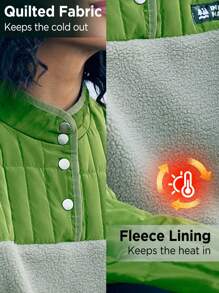 In My Nature 女式對比釦半面保暖戶外羊毛衫 - 彩色 - 查看 3