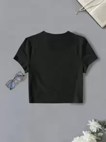 INAWLY Women's Short Sleeve Hand Printed Round Neck T-Shirt