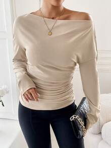 SHEIN Privé 2入組女士褶皺寬鬆T恤 - 黑色 - 查看 7