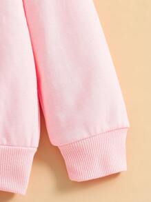 小女孩花紋字母印花圓領套頭衫 - 粉色 - 查看 4