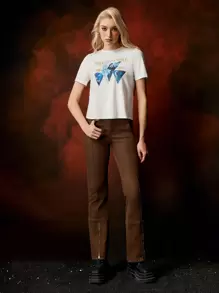 Game of Thrones X SHEIN Crew Neck Short Sleeve Print T-Shirt - White - View 3