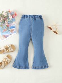 SHEIN Vintaside Kids Baby Girl Daily Fashionable And Sweet Flared Jeans