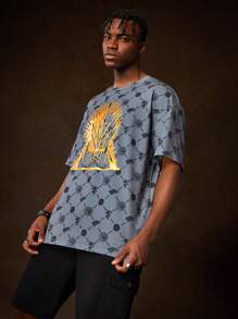 Game of Thrones X SHEIN Men Print Round Neck T-Shirt - Multicolor - View 3