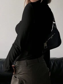 Maglietta A Maniche Lunghe Per Bambina In Misto Cotone: Morbida, Traspirante, Tinta Unita, Comoda Per L'asilo E Il Gioco