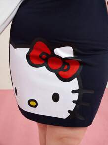 HELLO KITTY AND FRIENDS | SHEIN Plus Enkel Och Söt tecknad film Grafisk Topp & Spaghetti-rem Klänning Set Vår Och Sommar Stil - Blått och Vitt - Visa 7